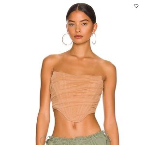 Superdown Savannah Taupe Corset Top // XS